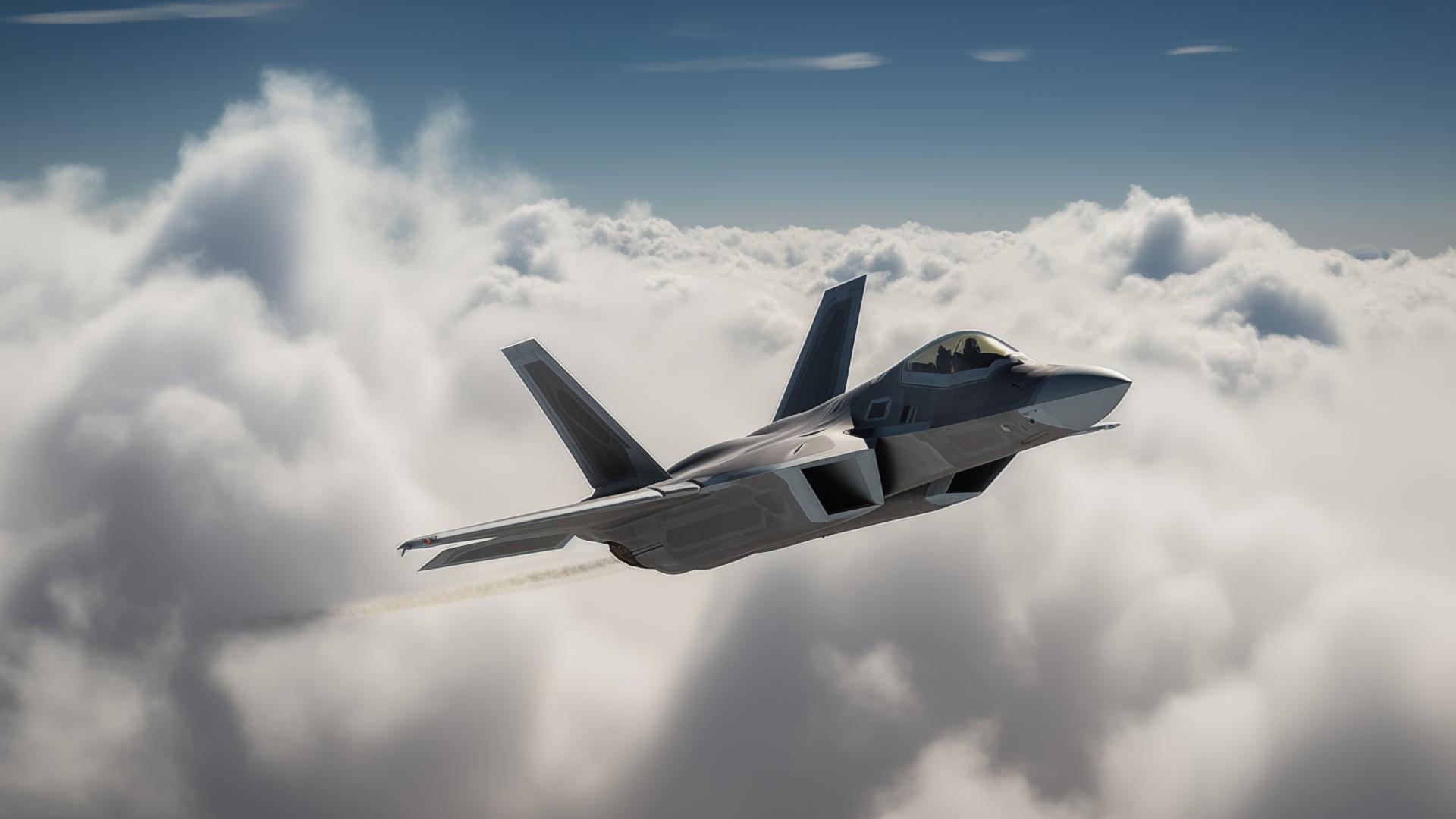 Jet flying through clouds